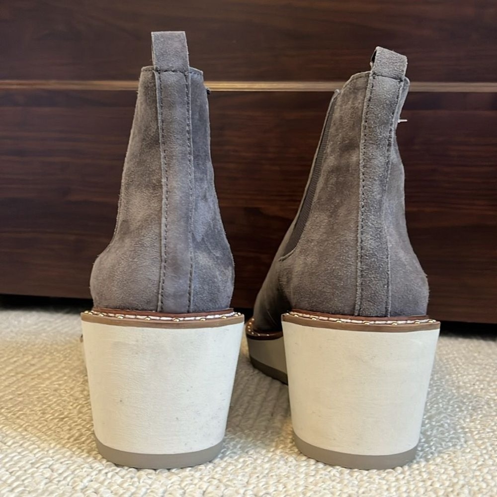 NWOB Cecelia New York Gemma Slip-on Suede Low Wedge Ankle Boots size 9.5 - Picture 4 of 10